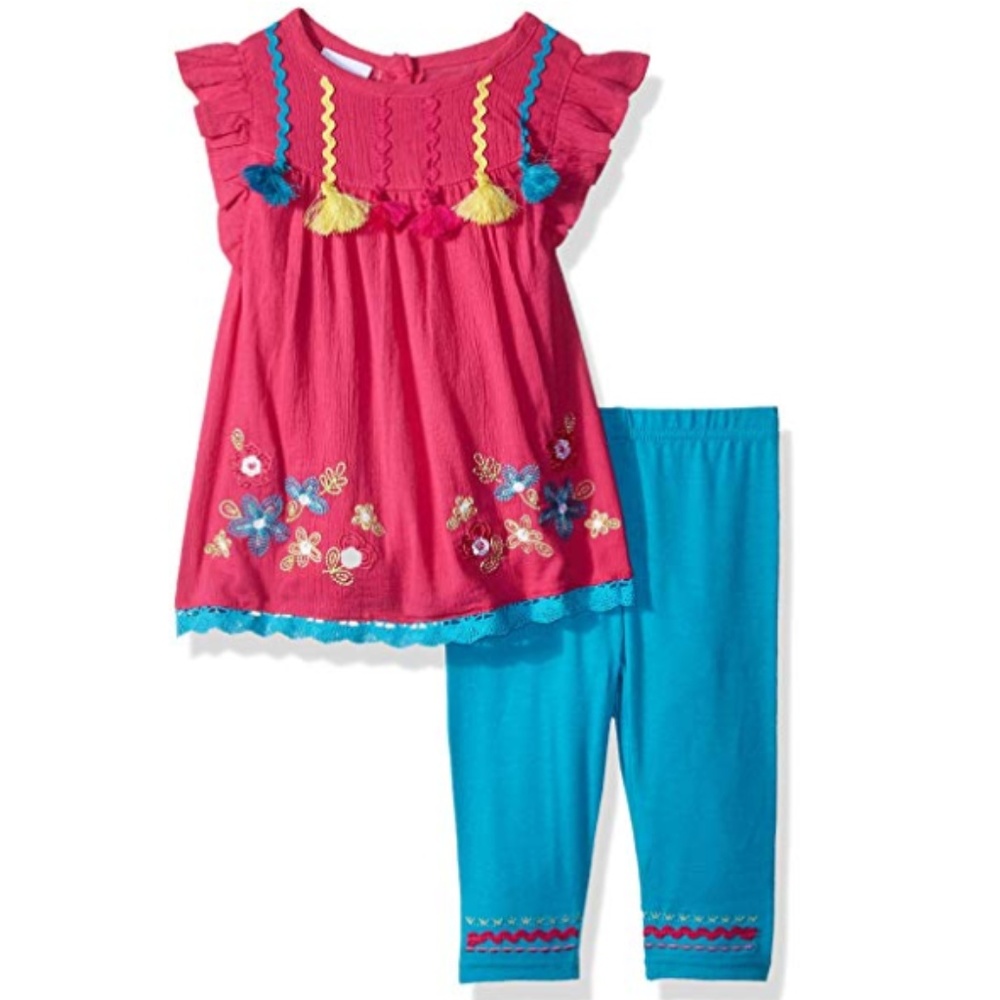 Playful Nannette Gauze Top and Capri Set Pink 18mo